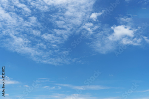 View of dense, heavy, big clouds and blue sky