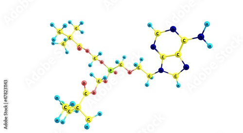 Adefovir molecular structure isolated on white