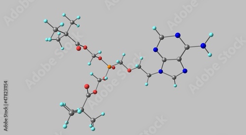 Adefovir molecular structure isolated on grey photo