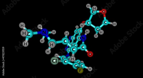 Afatinib molecular structure isolated on black