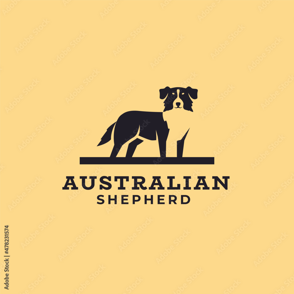 Australian shepherd negative space dog logo mascot icon illustration ...