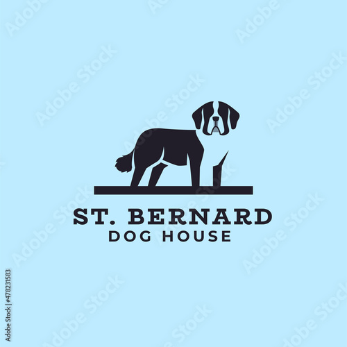 Saint Bernard negative space dog logo mascot icon illustration