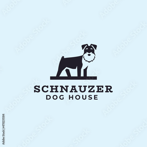 Schnauzer negative space dog logo mascot icon illustration