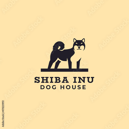 Shiba Inu negative space dog logo mascot icon illustration