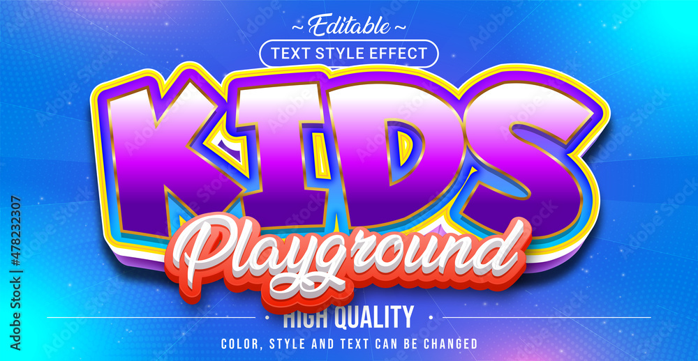 Fototapeta premium Editable text style effect - Kids Playground text style theme.