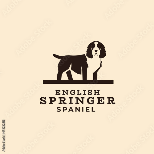 English springer spaniel negative space dog logo mascot icon illustration