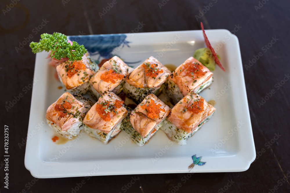 Popular Japanese food Salmon california Roll