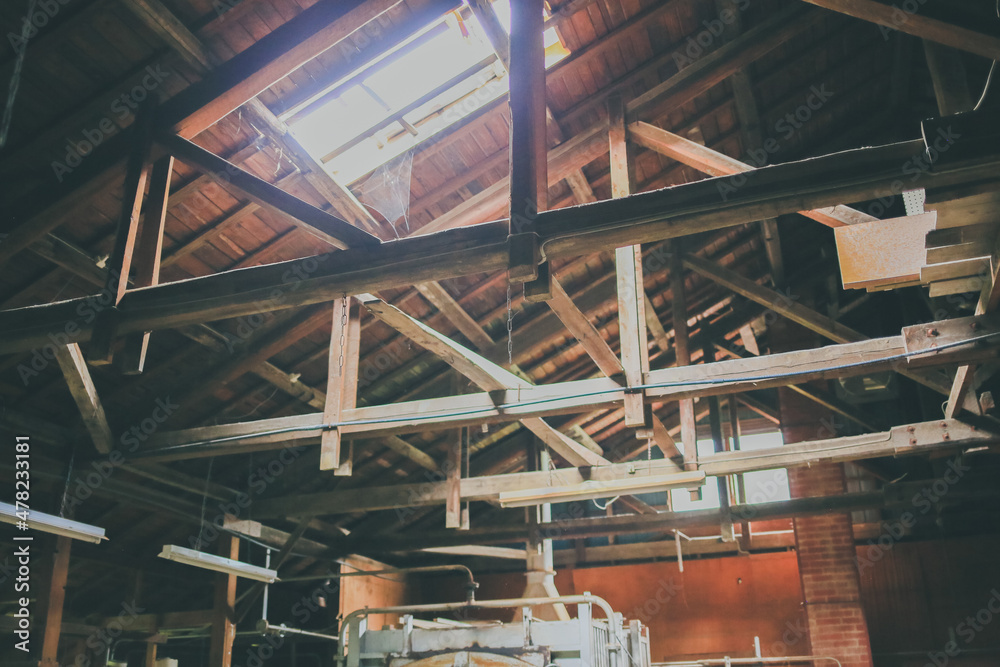 レトロな作業場の天井