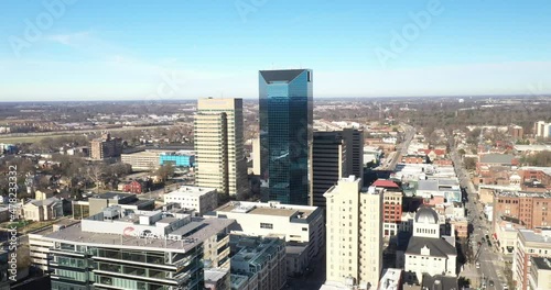 Lexington, Kentucky skyline drone video moving in. photo
