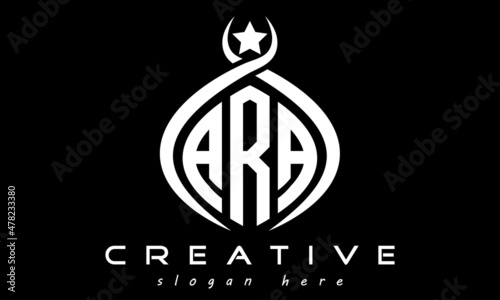 ARA three letters monogram curved oval initial logo design, geometric minimalist modern business shape creative logo, vector template