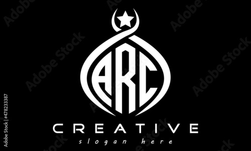 ARC three letters monogram curved oval initial logo design, geometric minimalist modern business shape creative logo, vector template