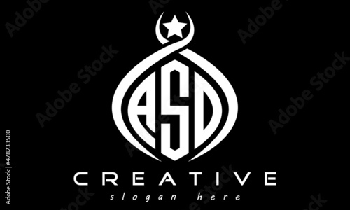 ASO three letters monogram curved oval initial logo design, geometric minimalist modern business shape creative logo, vector template