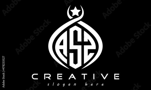 ASZ three letters monogram curved oval initial logo design, geometric minimalist modern business shape creative logo, vector template photo