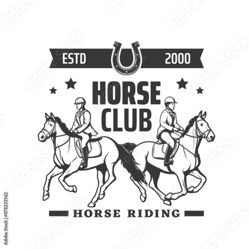Fotografie, Tablou Equestrian sport vector icon of horse riding club design