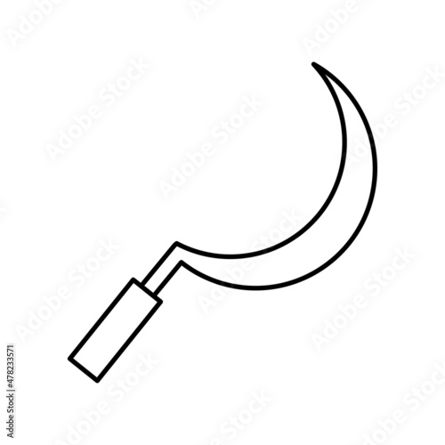 Sickle icon. Agriculture tool. Harvest equipment. Isolated sign. Simple design. Vector illustration. Stock image. 