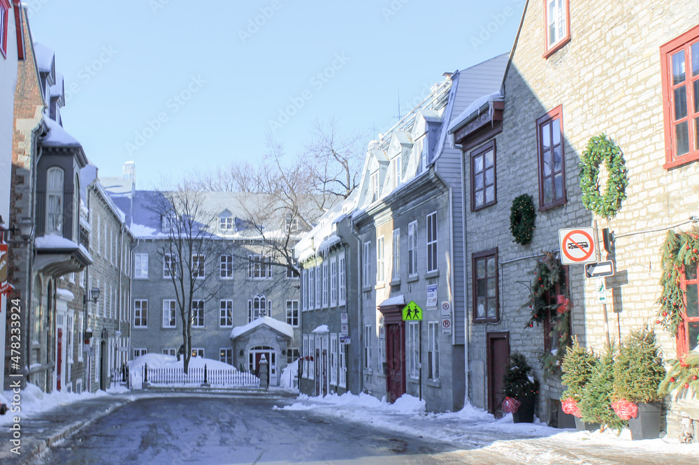 Street in the winter in Quebec City