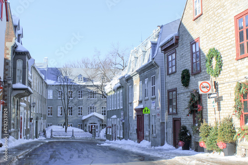 Street in the winter in Quebec City