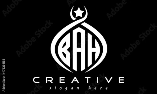 BAH three letters monogram curved oval initial logo design, geometric minimalist modern business shape creative logo, vector template