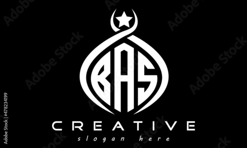 BAS three letters monogram curved oval initial logo design, geometric minimalist modern business shape creative logo, vector template