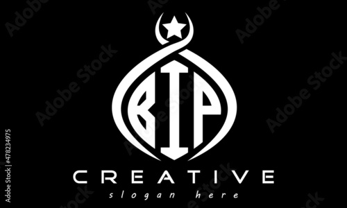 monogram curved oval initial BIP three letters logo design, geometric monogram minimalist modern business shape creative logo, vector template