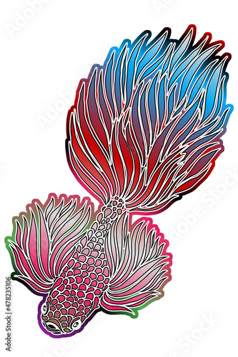Beautiful gradient colourful betta fish design  illustration for wallpaper background ads clothing logo or presentation template