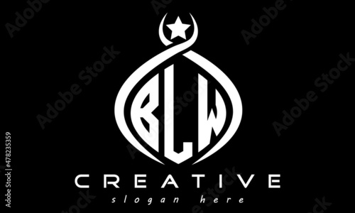 monogram curved oval initial BLW three letters logo design, geometric monogram minimalist modern business shape creative logo, vector template