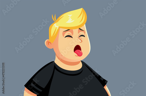 Unhappy Disgusted Mature Man Feeling Sick Vector Illustration