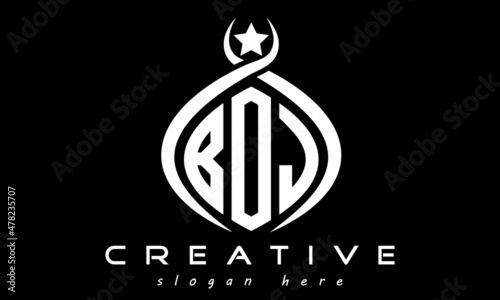 monogram curved oval initial BOJ three letters logo design, geometric monogram minimalist modern business shape creative logo, vector template