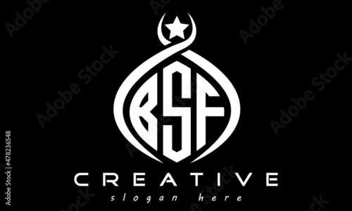 monogram curved oval initial bsf three letters logo design, geometric monogram minimalist modern business shape creative logo, vector template photo