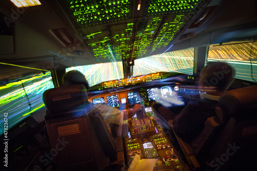 night takeoff roll from inside the cockpit