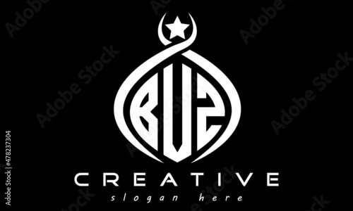 monogram curved oval initial buz three letters  logo design, geometric monogram minimalist modern business shape creative logo, vector template