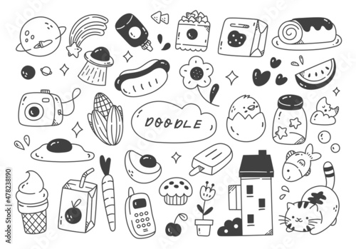 Set of cute hand drawn doodle vector illustration