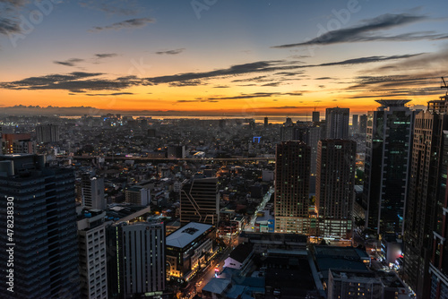 beautiful sunset and skylines at Manila