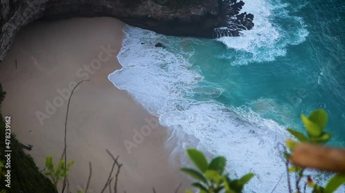 The shot of big waves on the tropical beach photo