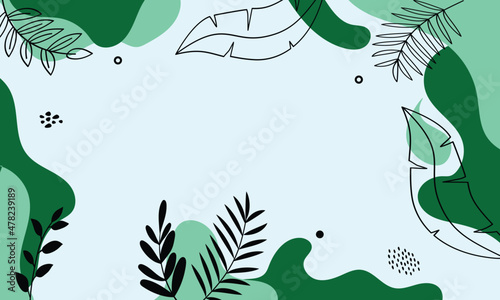 Modern abstract floral art vector leaves background