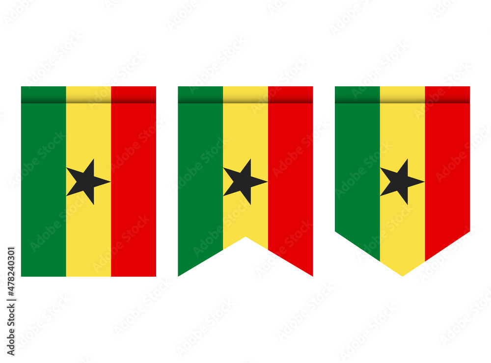 Ghana flag or pennant isolated on white background. Pennant flag icon. Ghana flag or pennant isolated on white background. Pennant flag icon.