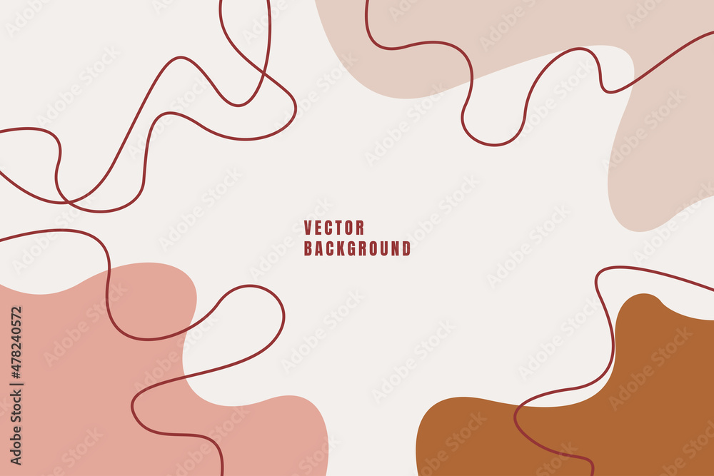 Modern and stylish template with organic abstract shapes in nude pastel ...