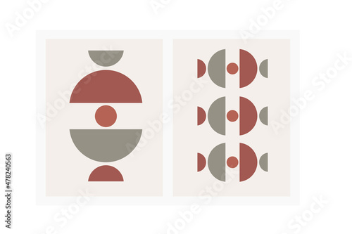 Modern and stylish template with organic abstract shapes in nude pastel colors. Neutral beige and terracotta background in Scandinavian style. Burnt orange contemporary collage. Vector Illustration