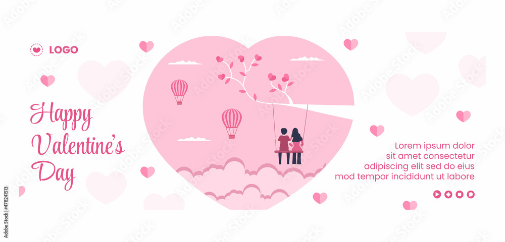 Happy Valentine's Day Cover Template Flat Design Illustration Editable of Square Background for Social media, Love Greeting Card or Banner Happy Valentine's Day Cover Template Flat Design Illustration Editable of Square Background for Social media, Love Greeting Card or Banner