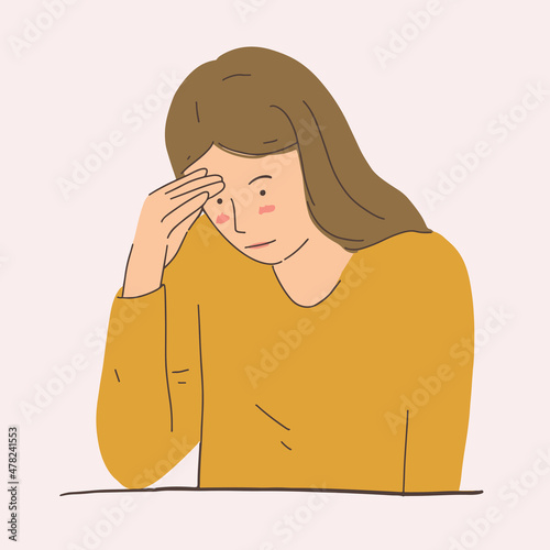 stress depression tired woman hand drawn illustration