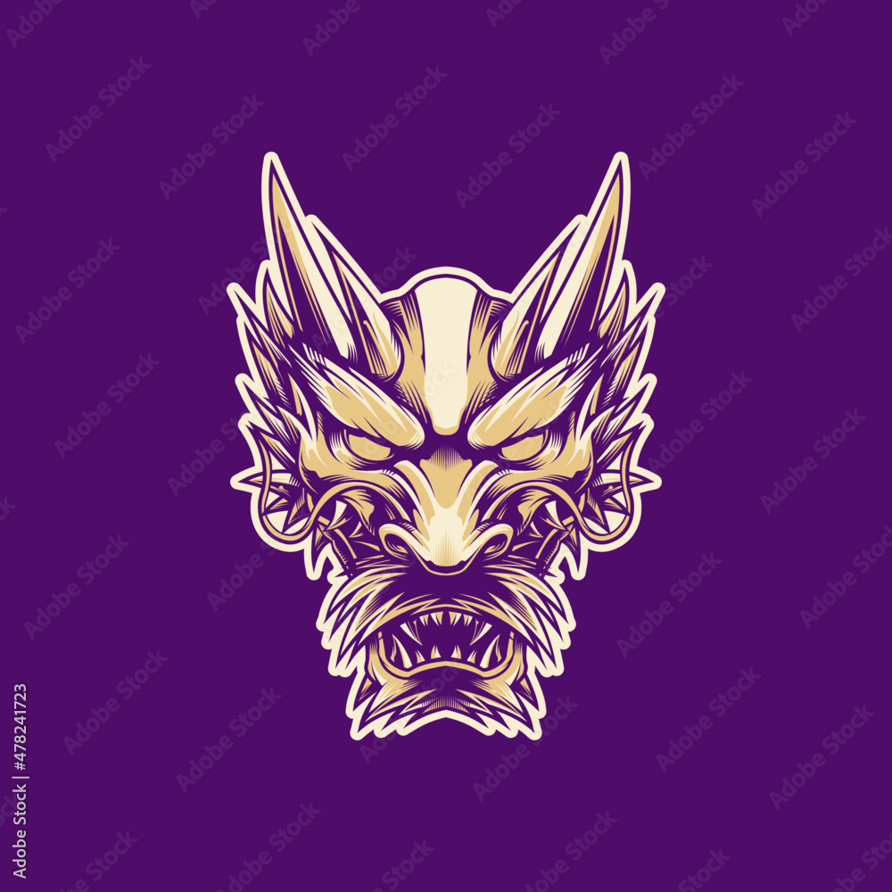 Fototapeta premium Dragon Japanese Vector Illustration