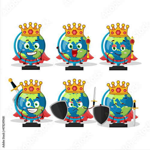 A Charismatic King globe ball cartoon character wearing a gold crown