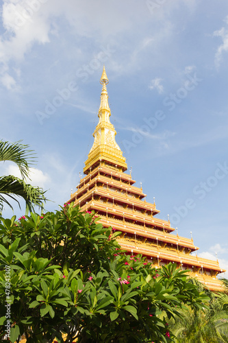 Beautiful thai temple with sky, Khon Kaen province, Thailand