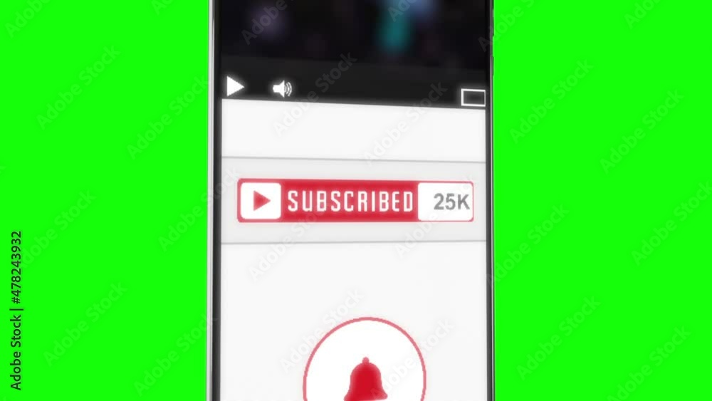 Subscriber counter on a smartphone over green screen Subscriber counter on a smartphone over green screen