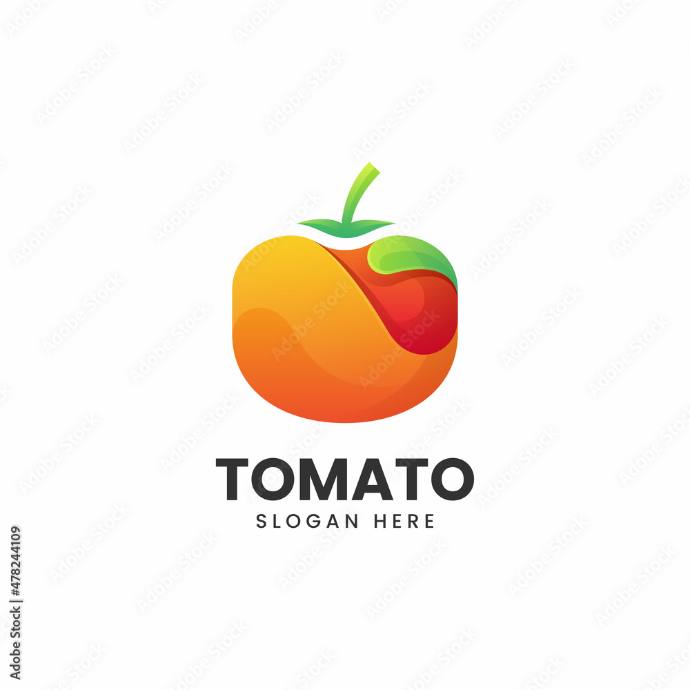 Vector Logo Illustration Tomato Gradient Colorful Style.