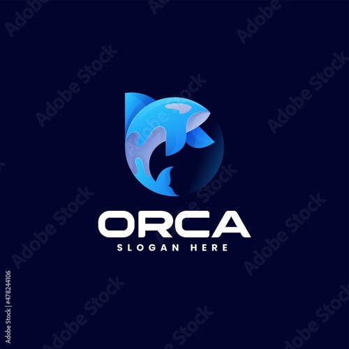 Vector Logo Illustration Orca Gradient Colorful Style.