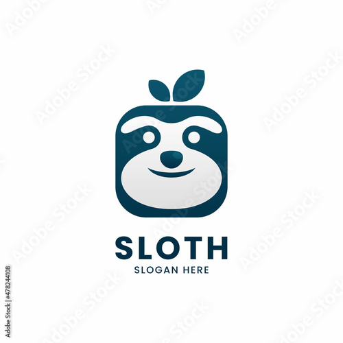 Vector Logo Illustration Sloth Simple Style.