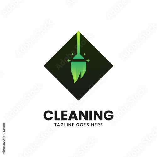 Vector Logo Illustration Cleaning Gradient Colorful Style.