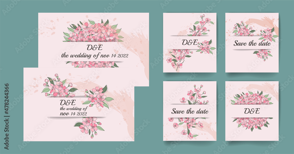 Design of invitation templates sakura flowers. Design of invitation templates sakura flowers.