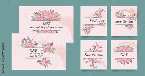 Design of invitation templates sakura flowers.
